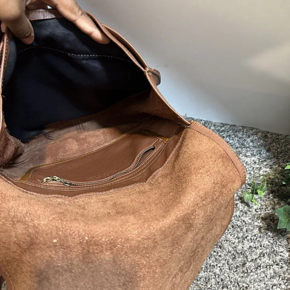 M. London Backpack Brown Pebbled Leather Adjustable Straps Vintage